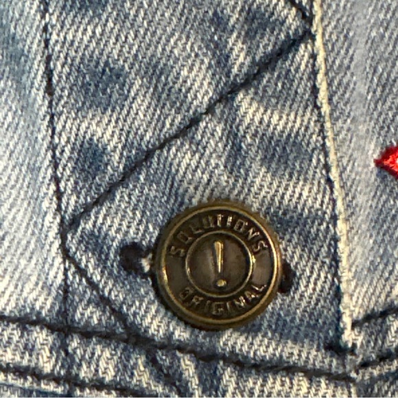 Solutions Embroidered U.S.A. with Stars Patriotic Sleeveless Denim Vest - Picture 11 of 17